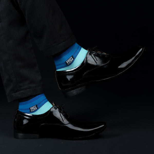 Polka Pop Men Ankle Socks- Blue (1 Pair)