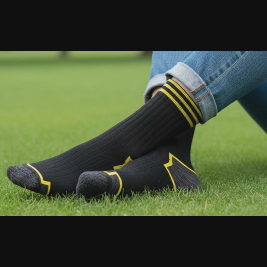 Full Terry Crew Socks-Black Carnival Pack of 6