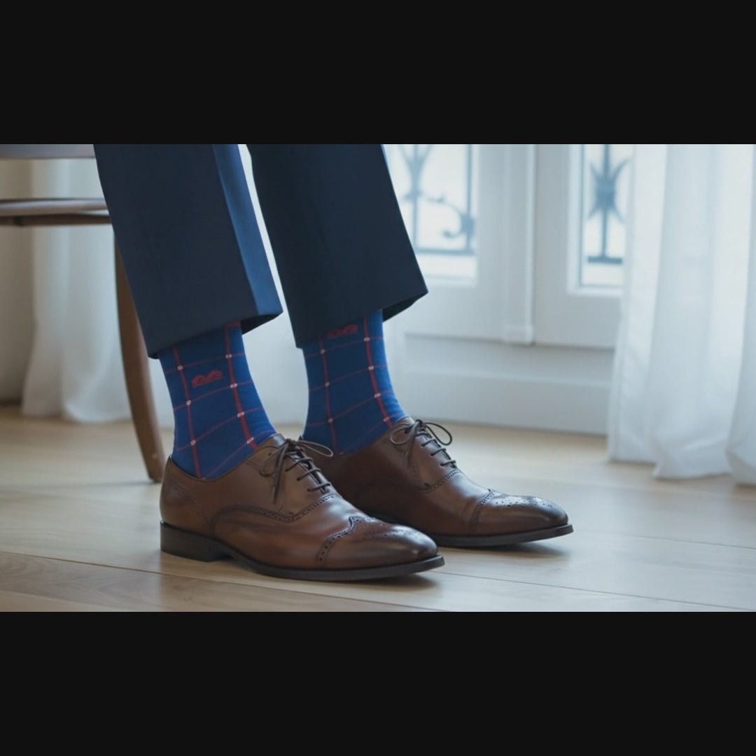 Formal Everyday Crew Socks-Fiery Blue Pack of 3
