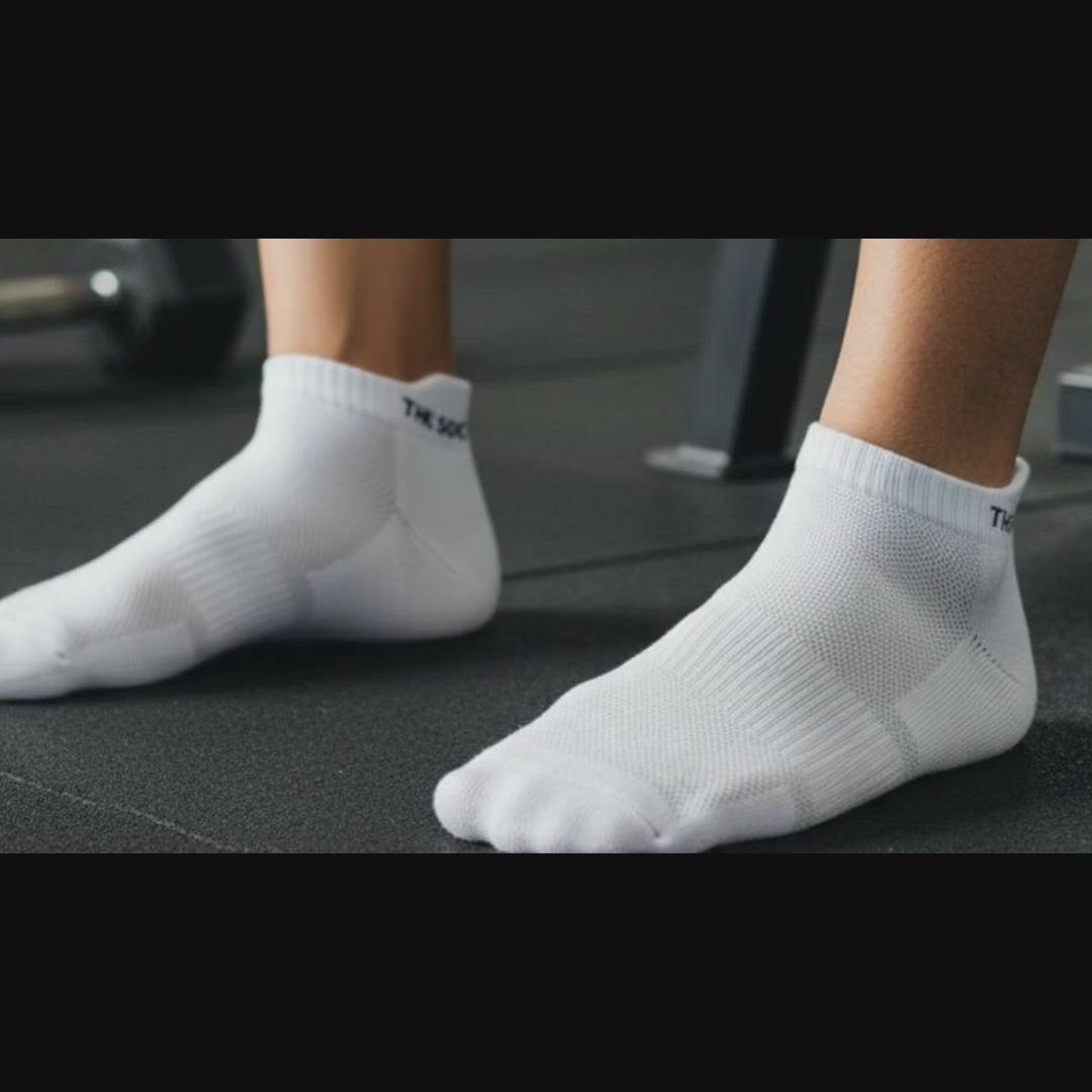 Sports Running Ankle Socks-White Pack of 3
