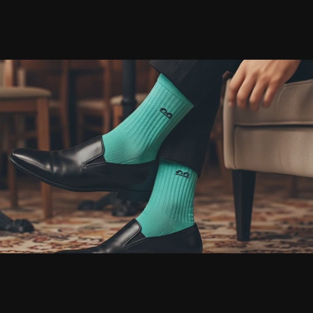 Formal Design Crew Socks-Coastal Green Pack of 3