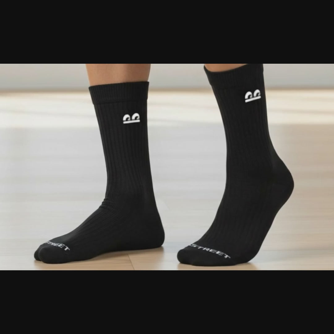 Sports Running Crew Socks-Black Pack of 6