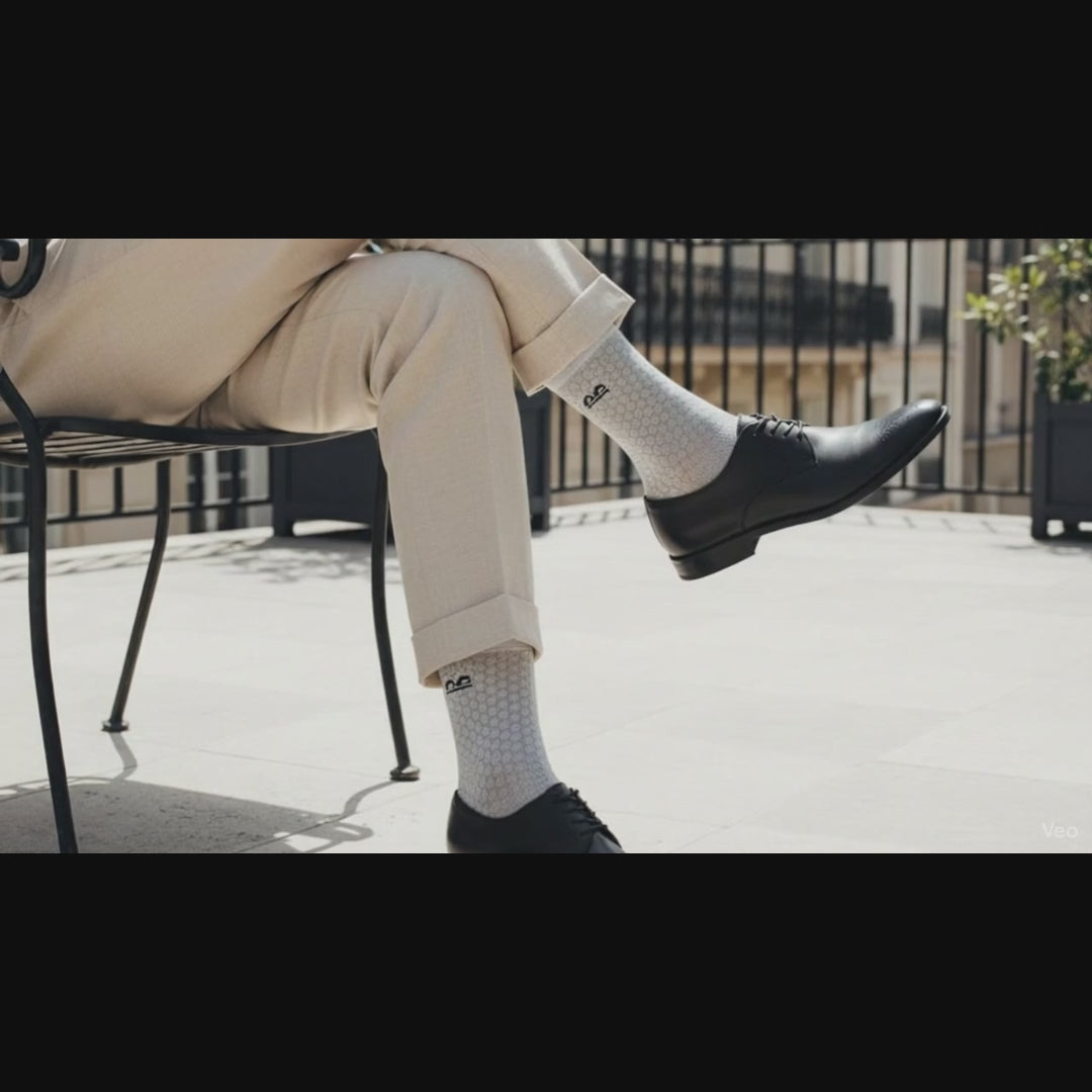 Formal Design Crew Socks-Muted Greys Honeycomb Pack of 3
