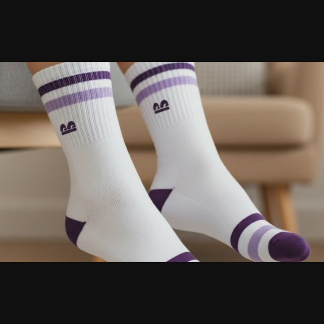 Sports Running Crew Socks-Color Stripe Pack of 3
