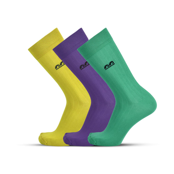 Formal Design Crew Socks-Mardi Gras Pack of 3