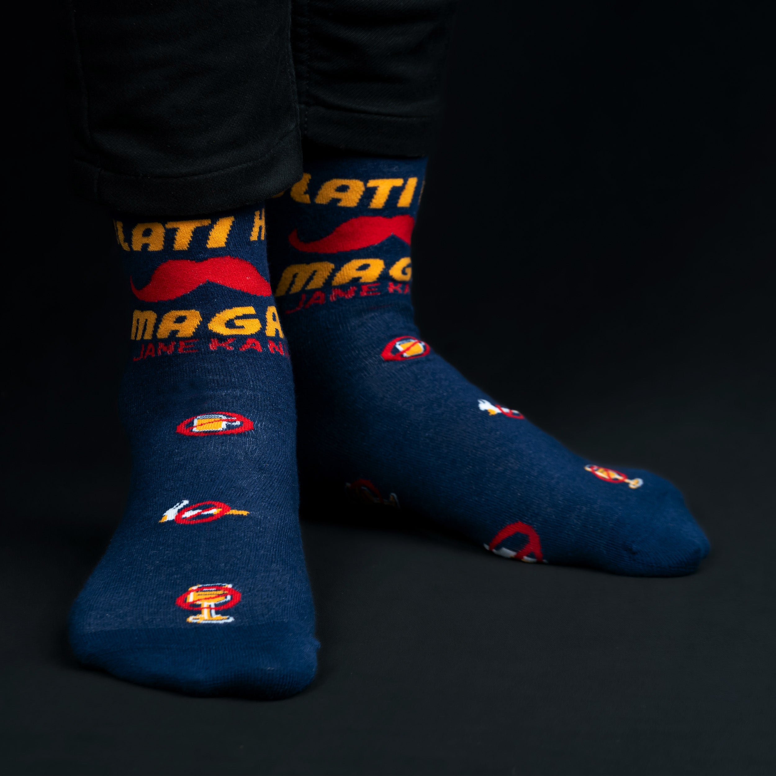 Design Quirky BHMJKN Crew Socks-Multicolor Pack of 1