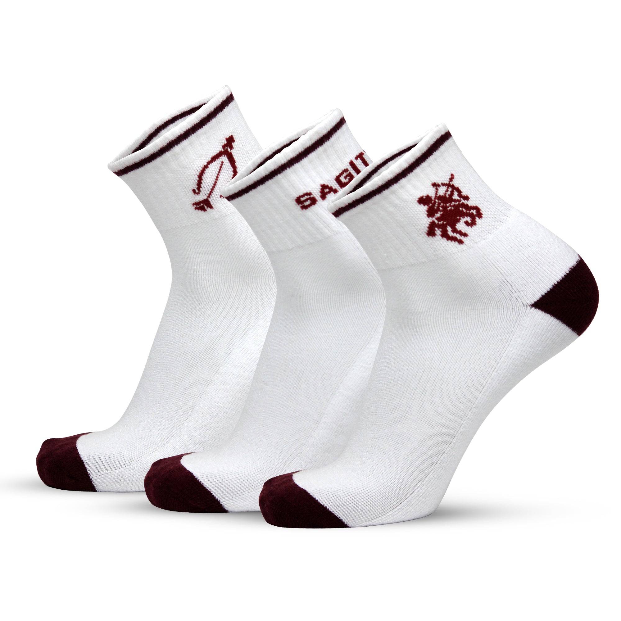 Design Sagittarius Ankle Socks-White Base Pack of 3