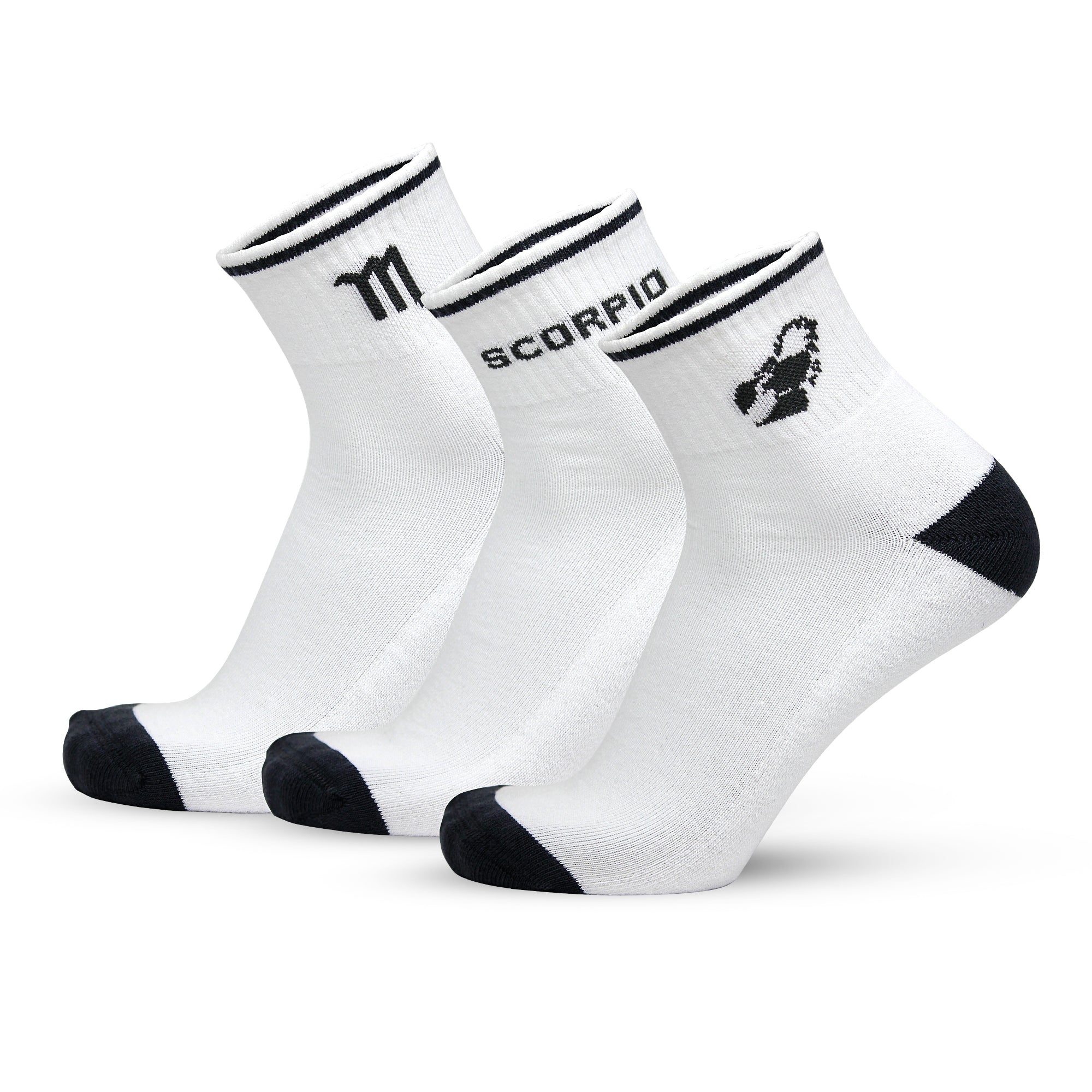 Design Scorpio Ankle Socks-White Base Pack of 3