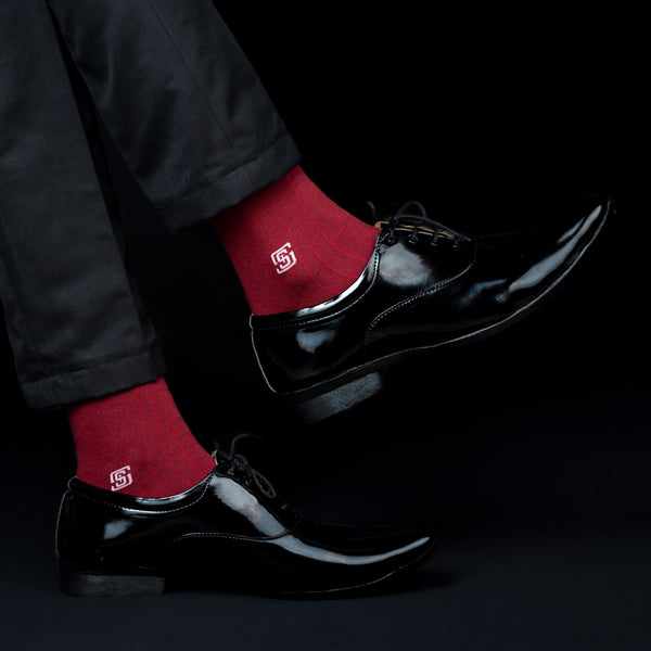 Solid Delight Men Crew Socks- Red (1 Pair)