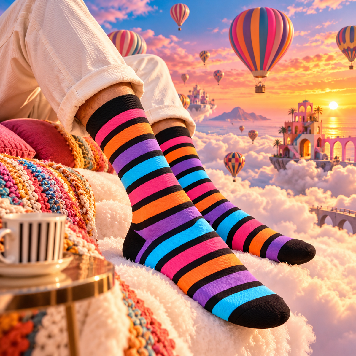 Sunset Escape Pack Of 3-Crew Socks