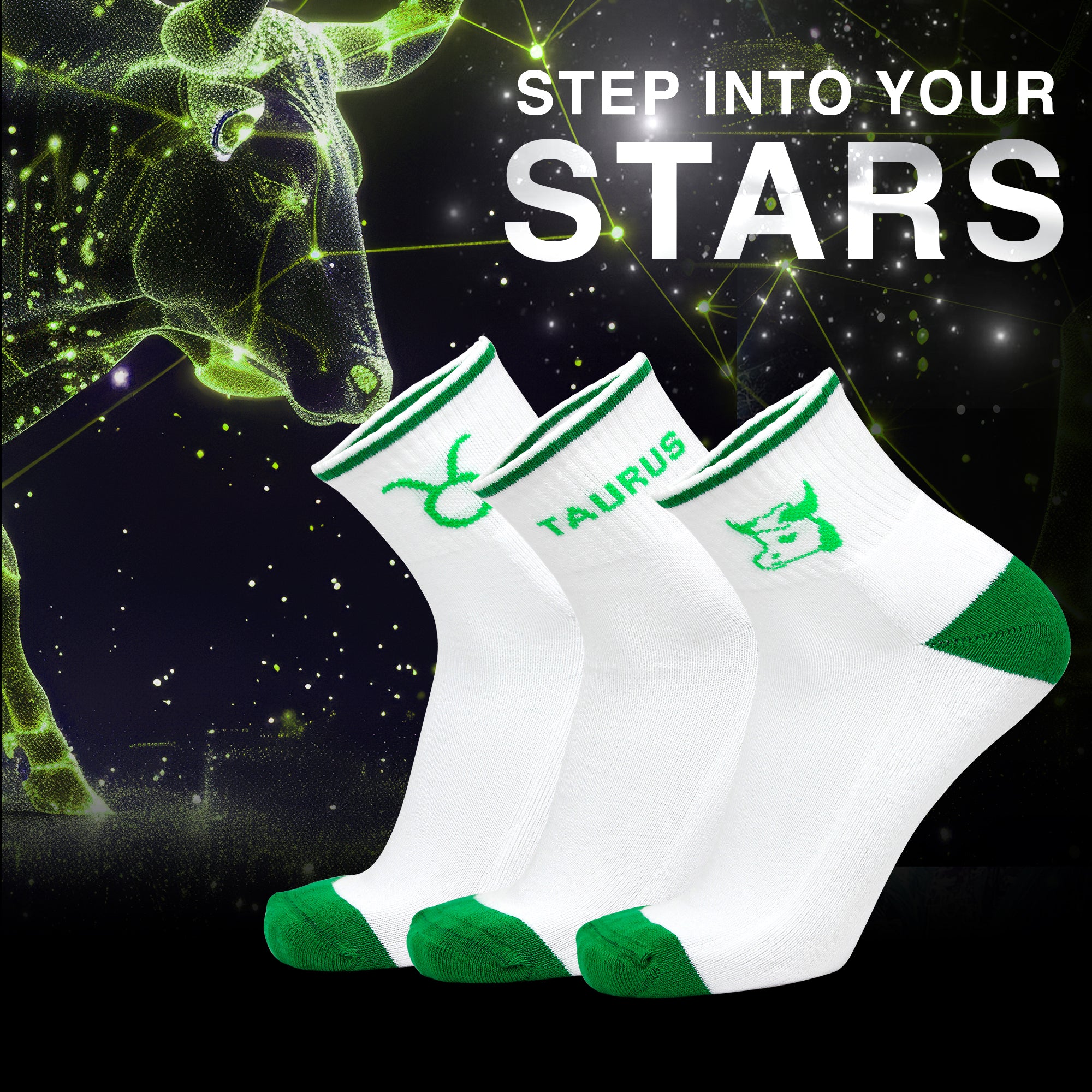 Design Taurus Ankle Socks-White Base Pack of 3