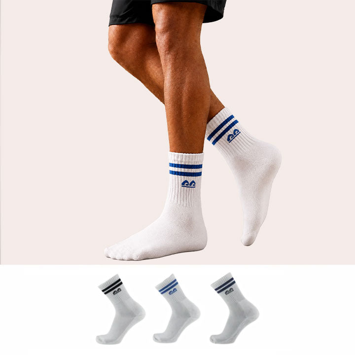 Sports Running Crew Socks-Campus White Pack of 3